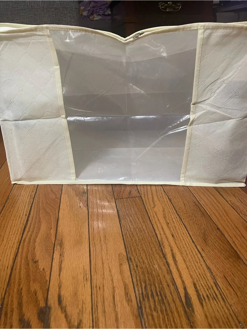 Amazon Cream Fabric Storage Bin with Clear Front Window. 6 pieces 4 large